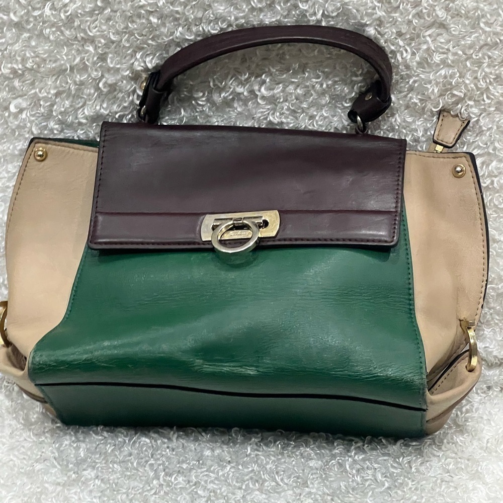 Ferragamo Sofia G Colorblock Leather Satchel Bag